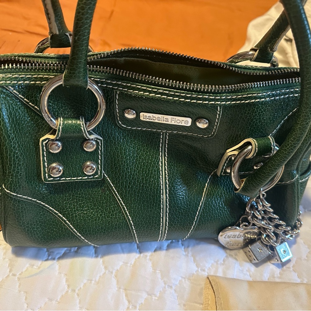 Isabella Fiore Forest Green Leather Satchel